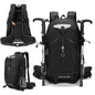 40L Black Lightweight Outdoor Hiking Backpack with Detachable Suspended Frame & Rain Cover - Waterproof Travel Daypack, Multi-Pocket Storage and Gear Attachments for Trekking Camping Cycling Adventures