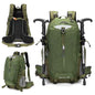 40L Green Lightweight Outdoor Hiking Backpack with Detachable Suspended Frame & Rain Cover - Waterproof Travel Daypack, Multi-Pocket Storage and Gear Attachments for Trekking Camping Cycling Adventures