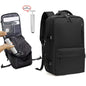 Black 35L Vacuum Compression Travel Backpack with Manual Air Pump, Shoe Zone and 15.6" Laptop House - Waterproof Suitcase Style Carry On Bag for Men Women Business Commute