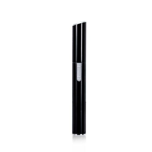 Black Rechargeable Electric Eyebrow Trimmer - USB Charging, Stainless Steel Rounded Blade, Detachable Washable Head, 4mm/6mm Comb Guides, Portable Facial Hair Remover for Women