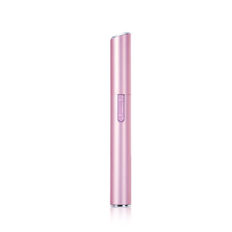 Pink Rechargeable Electric Eyebrow Trimmer - USB Charging, Stainless Steel Rounded Blade, Detachable Washable Head, 4mm/6mm Comb Guides, Portable Facial Hair Remover for Women