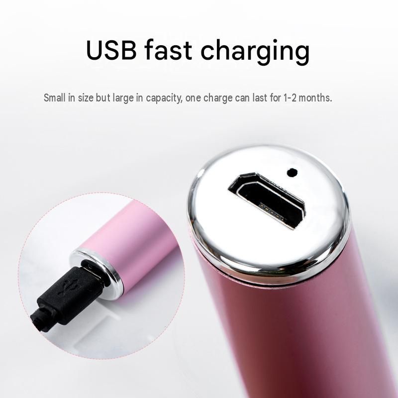 Pink Rechargeable Electric Eyebrow Trimmer - USB Charging, Stainless Steel Rounded Blade, Detachable Washable Head, 4mm/6mm Comb Guides, Portable Facial Hair Remover for Women