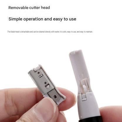 Pink Rechargeable Electric Eyebrow Trimmer - USB Charging, Stainless Steel Rounded Blade, Detachable Washable Head, 4mm/6mm Comb Guides, Portable Facial Hair Remover for Women