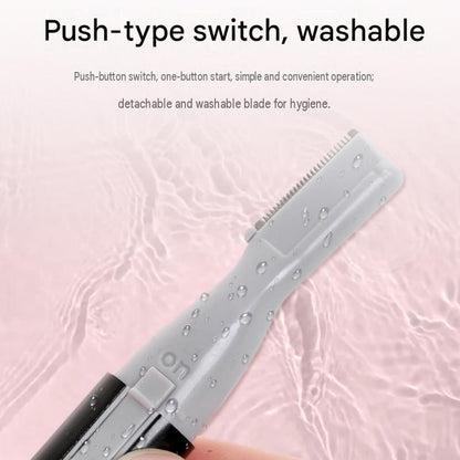 Pink Rechargeable Electric Eyebrow Trimmer - USB Charging, Stainless Steel Rounded Blade, Detachable Washable Head, 4mm/6mm Comb Guides, Portable Facial Hair Remover for Women