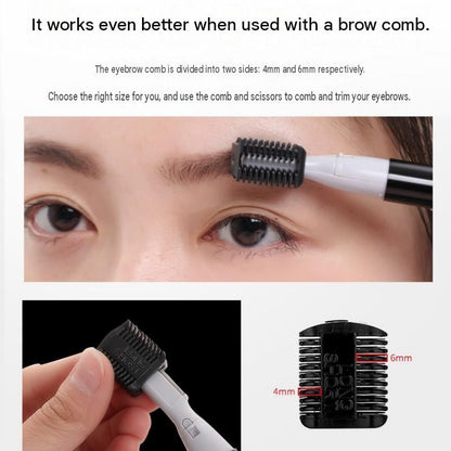 Pink Rechargeable Electric Eyebrow Trimmer - USB Charging, Stainless Steel Rounded Blade, Detachable Washable Head, 4mm/6mm Comb Guides, Portable Facial Hair Remover for Women