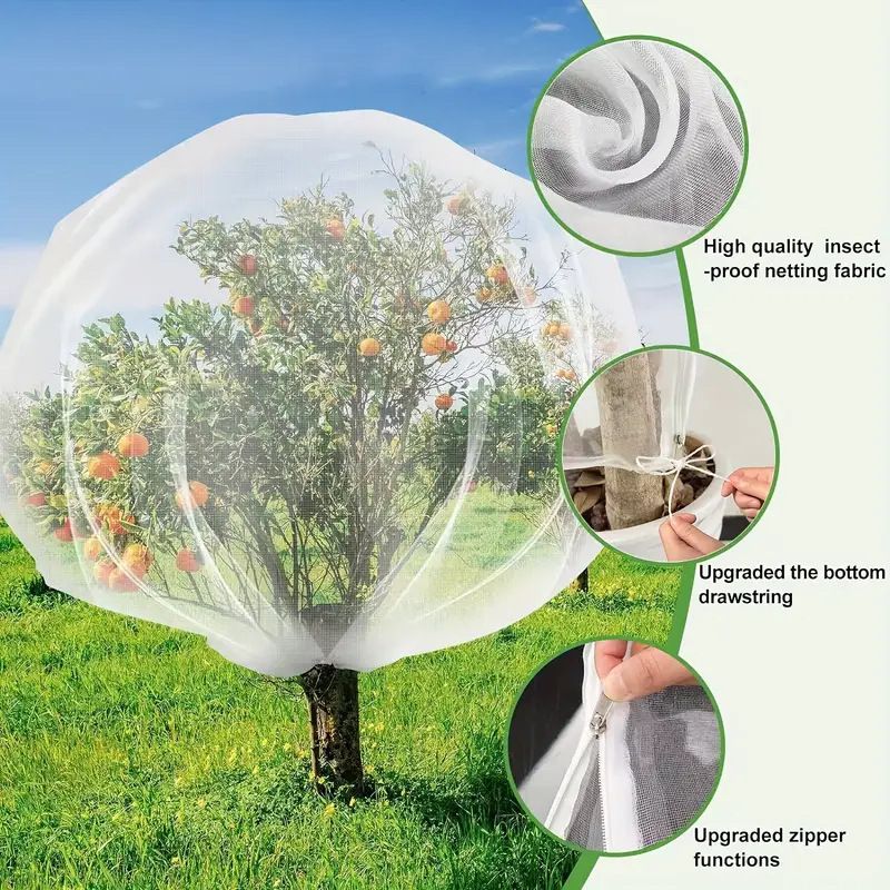 Fruit Tree Netting Cover with Zipper (80x120cm)- Plastic Mesh Bird and Insect Protection for Citrus, Blueberries, Vegetables, Garden Harvest Saver