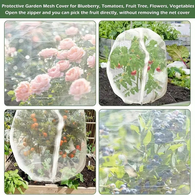 Fruit Tree Netting Cover with Zipper (80x120cm)- Plastic Mesh Bird and Insect Protection for Citrus, Blueberries, Vegetables, Garden Harvest Saver