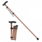 Folding Hiking Stick Brown - Adjustable Aluminum Telescopic Walking Cane, 5-Height Settings 82-95cm, Lightweight Portable Trekking Pole for Seniors and Outdoors