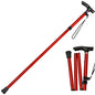 Folding Hiking Stick Red - Adjustable Aluminum Telescopic Walking Cane, 5-Height Settings 82-95cm, Lightweight Portable Trekking Pole for Seniors and Outdoors
