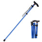Folding Hiking Stick Blue - Adjustable Aluminum Telescopic Walking Cane, 5-Height Settings 82-95cm, Lightweight Portable Trekking Pole for Seniors and Outdoors