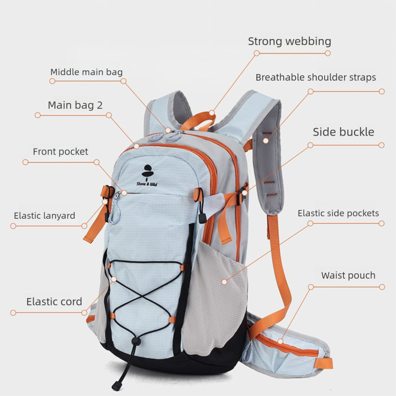 Lightweight Hiking Backpack 20L Purple - Ultralight Oxford Cloth Daypack with Breathable Mesh Back, Adjustable Straps for Trekking Camping Travel