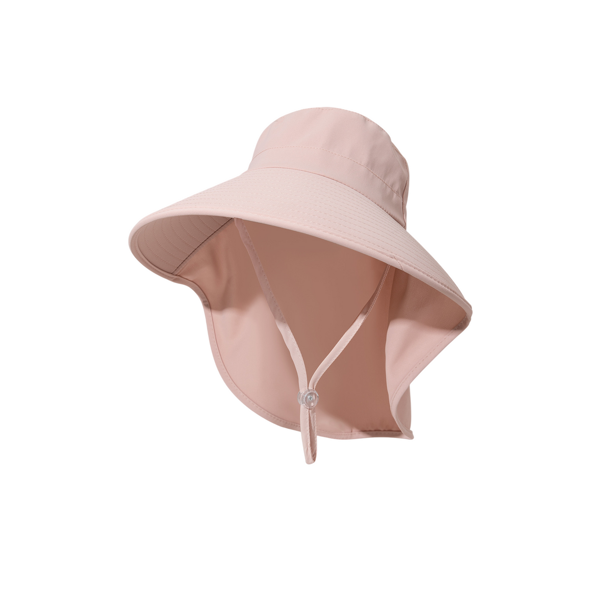 Pink Women's Wide Brim Sun Hat with Neck Flap - Foldable Outdoor Shade Hat with Adjustable Chin Cord, Extended Neck Cover for Beach, Cycling and Travel