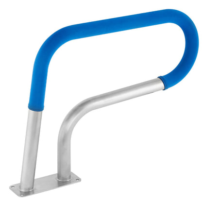 Pool Rail 30x22 Pool Railing 304 Stainless Steel 250LBS Load Capacity Silver Rustproof Pool Handrail Humanized Swimming Pool Handrail with Blue Grip Cover & M8 Drill Bit & Self-Taping Screws