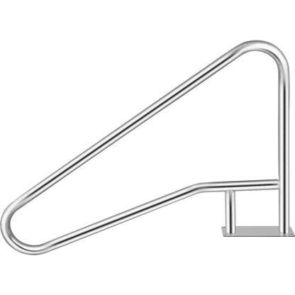 Pool Rail 55x32 Pool Railing 304 Stainless Steel 250LBS Load Capacity Silver Rustproof Pool Handrail Humanized Swimming Pool Handrail with Blue Grip Cover & M8 Drill Bit & Self-Taping Screws
