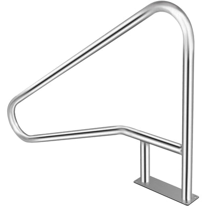 Pool Rail 55x32 Pool Railing 304 Stainless Steel 250LBS Load Capacity Silver Rustproof Pool Handrail Humanized Swimming Pool Handrail with Blue Grip Cover & M8 Drill Bit & Self-Taping Screws