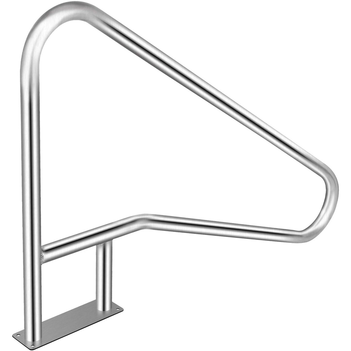 Pool Rail 55x32 Pool Railing 304 Stainless Steel 250LBS Load Capacity Silver Rustproof Pool Handrail Humanized Swimming Pool Handrail with Blue Grip Cover & M8 Drill Bit & Self-Taping Screws
