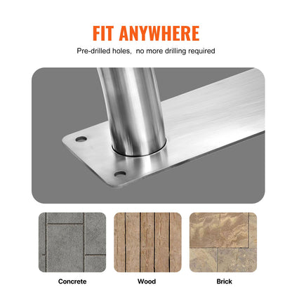 Pool Handrail, 32 x 23 inch Pool Railing, Stainless Steel with Base Plate for Indoor/Outdoor Pools,Swimming Pool Safety Railing for Decks,Rust-Proof Grab Bar w/ Grip Cover&Accessories for Spas