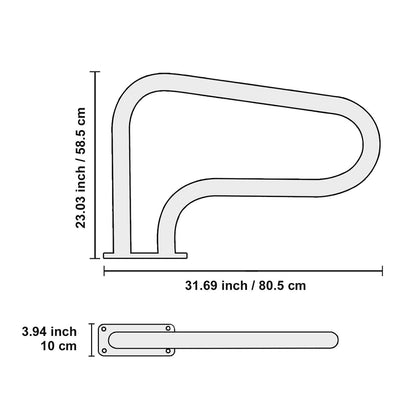 Pool Handrail, 32 x 23 inch Pool Railing, Stainless Steel with Base Plate for Indoor/Outdoor Pools,Swimming Pool Safety Railing for Decks,Rust-Proof Grab Bar w/ Grip Cover&Accessories for Spas