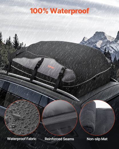 Car Rooftop Cargo Carrier Bag, 21 Cubic Feet Cargo Carrier for Car Roof, 100% Waterproof 900D Oxford Cloth Roof Luggage Bag for All Vehicle with/without Rack- with Lock, Non-Slip Mat, Door Hooks