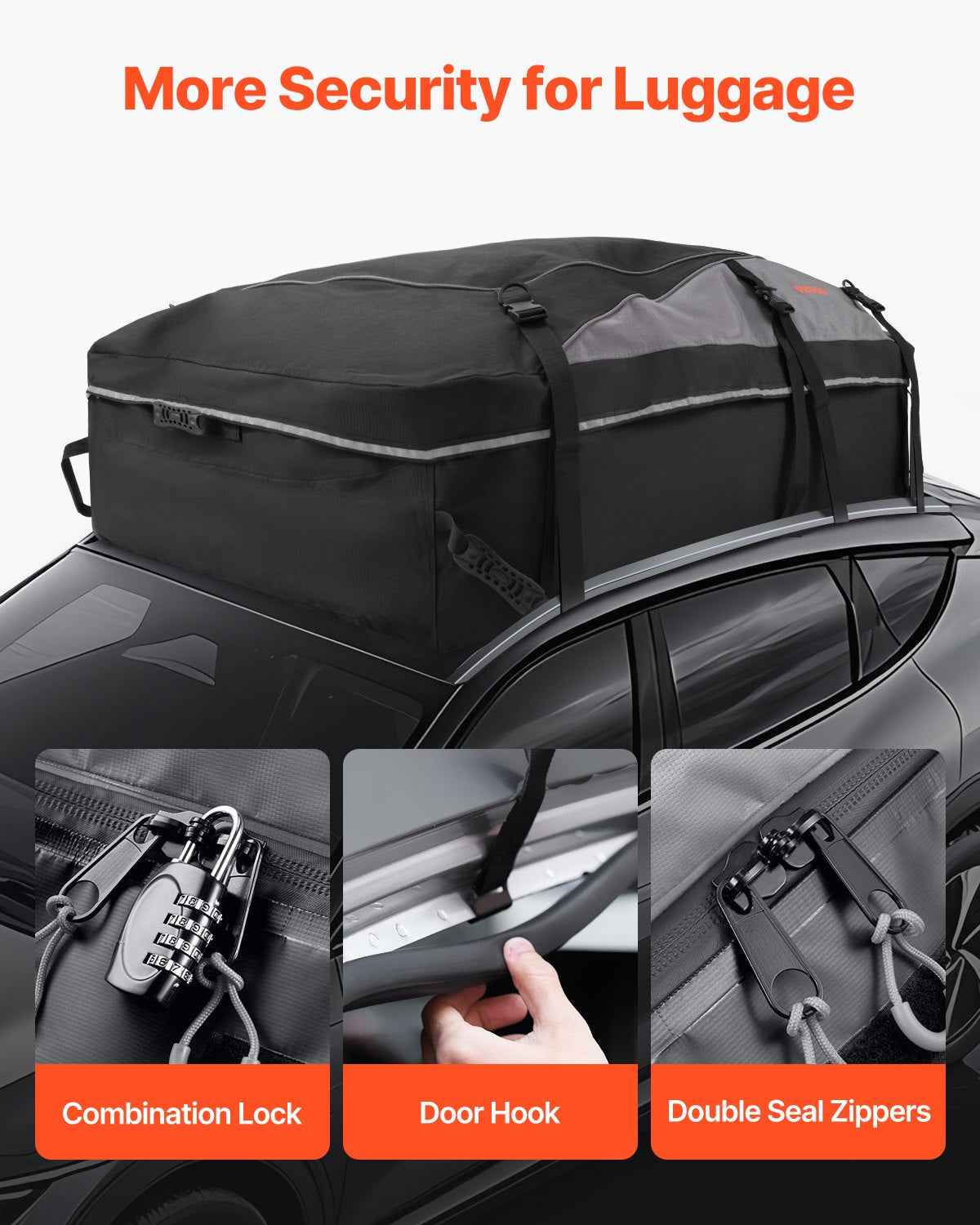 Car Rooftop Cargo Carrier Bag, 21 Cubic Feet Cargo Carrier for Car Roof, 100% Waterproof 900D Oxford Cloth Roof Luggage Bag for All Vehicle with/without Rack- with Lock, Non-Slip Mat, Door Hooks
