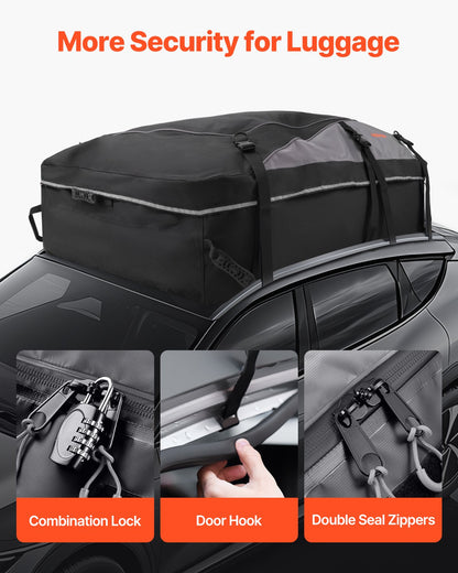 Car Rooftop Cargo Carrier Bag, 21 Cubic Feet Cargo Carrier for Car Roof, 100% Waterproof 900D Oxford Cloth Roof Luggage Bag for All Vehicle with/without Rack- with Lock, Non-Slip Mat, Door Hooks