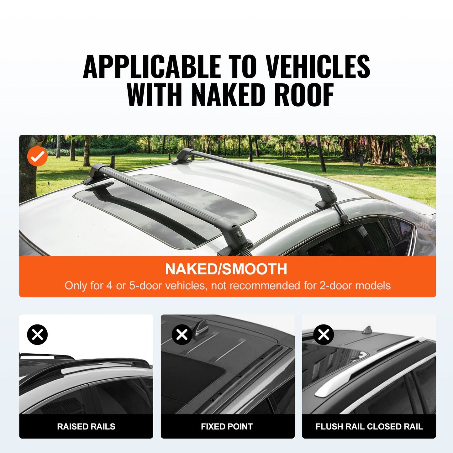 Universal Roof Rack Crossbar for Naked Roof Vehicle Aluminum with Lock
