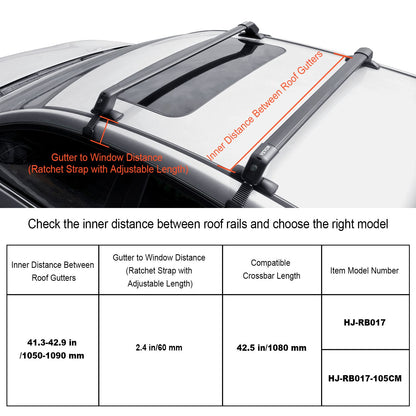 Universal Roof Rack Crossbar for Naked Roof Vehicle Aluminum with Lock