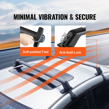 Universal Roof Rack Crossbar for Naked Roof Vehicle Aluminum with Lock