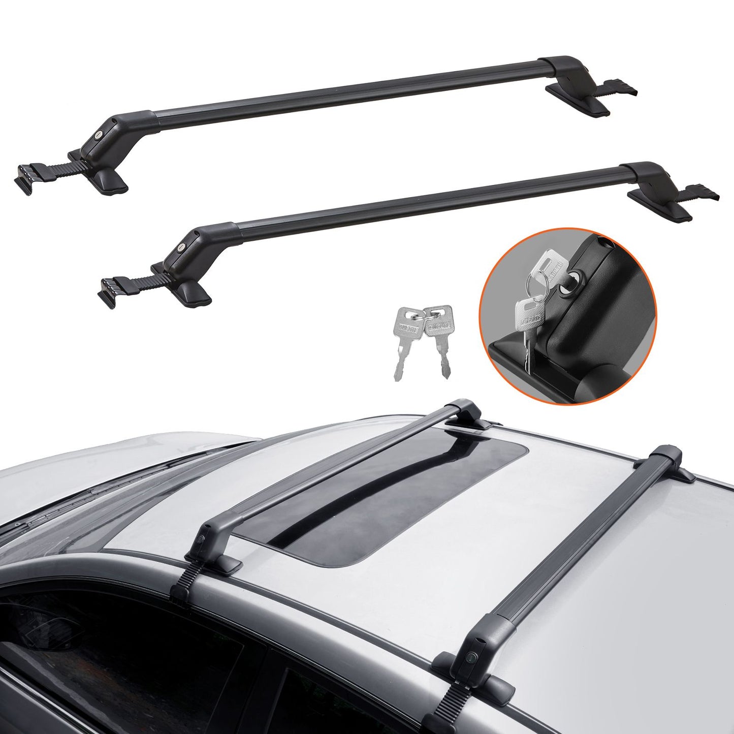 Universal Roof Rack Crossbar for Naked Roof Vehicle Aluminum with Lock