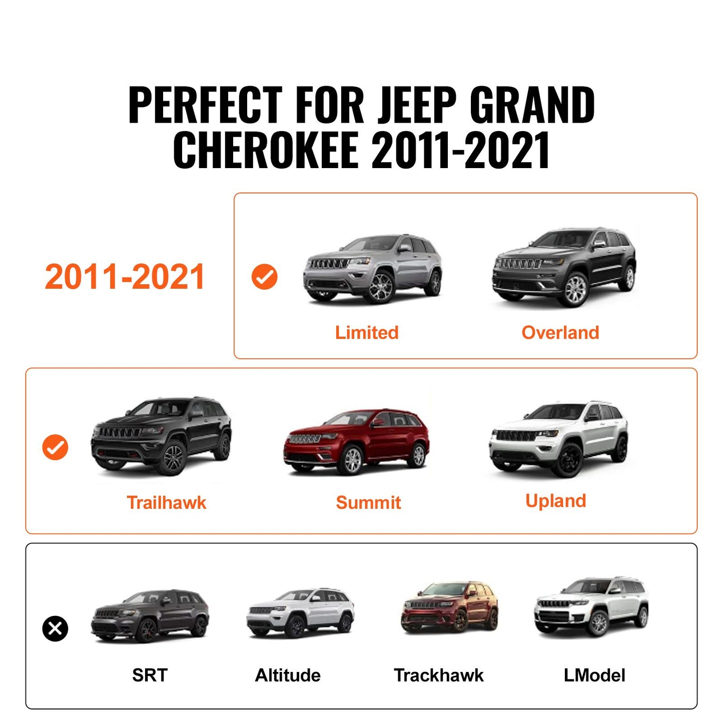 Roof Rack Crossbar for JEEP GRAND CHEROKEE 2011-2021 Aluminum with Lock