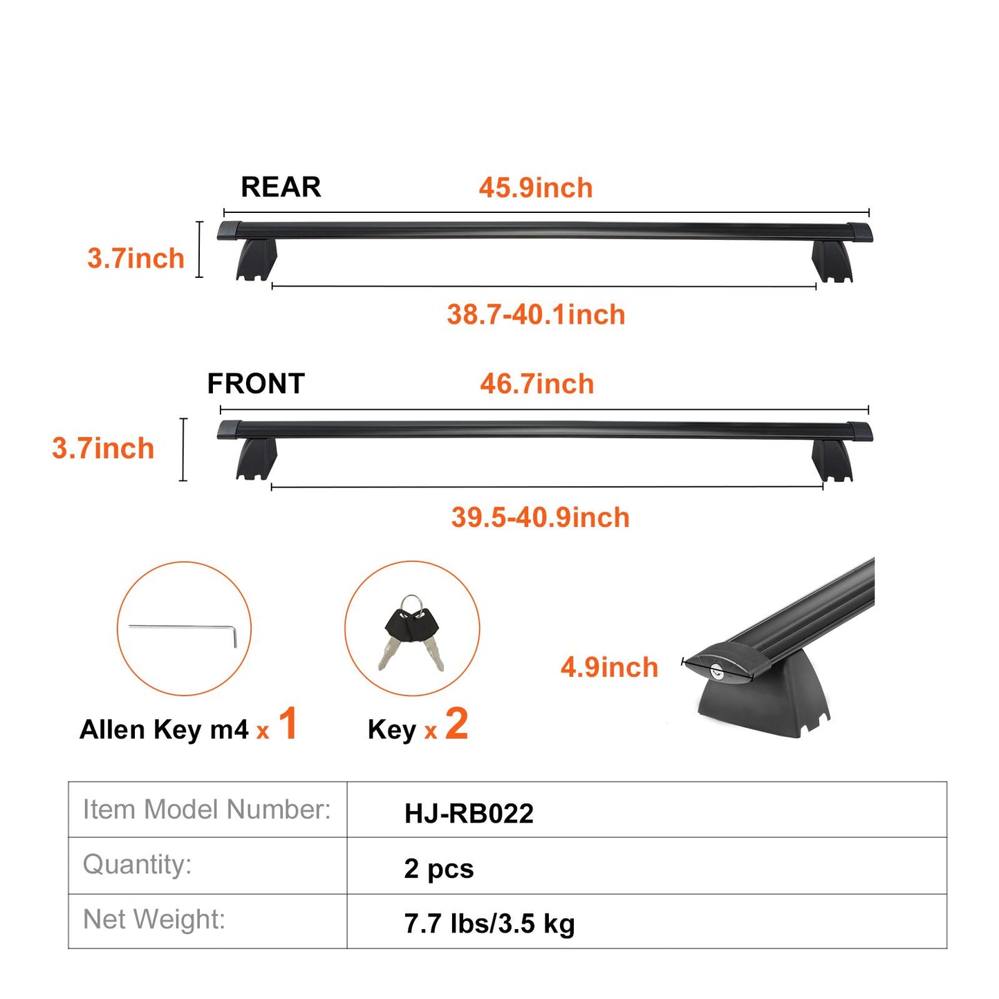 Roof Rack Crossbar for JEEP GRAND CHEROKEE 2011-2021 Aluminum with Lock