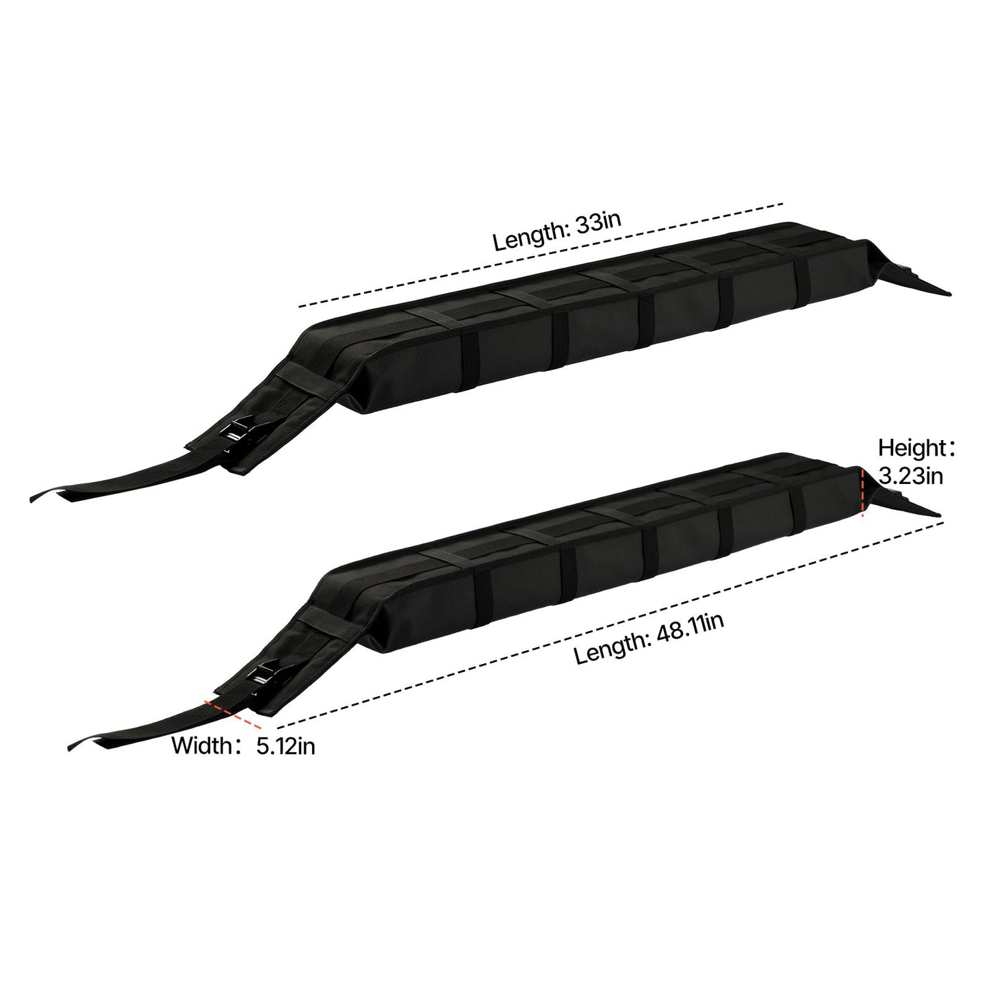 Soft Roof Rack Pads 33in 176lbs Load Capacity for Kayak Canoe Surfboard Luggage