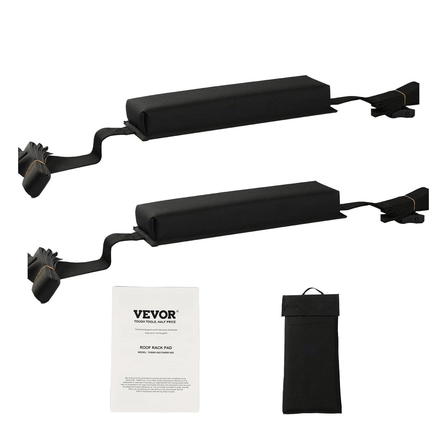 VEVOR Soft Roof Rack Pads 15.5in 176lbs Load Capacity for Kayak Canoe Surfboard