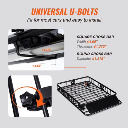 Roof Rack Cargo Basket 200 LBS Capacity 46"x36"x4.5" for SUV Truck Cars