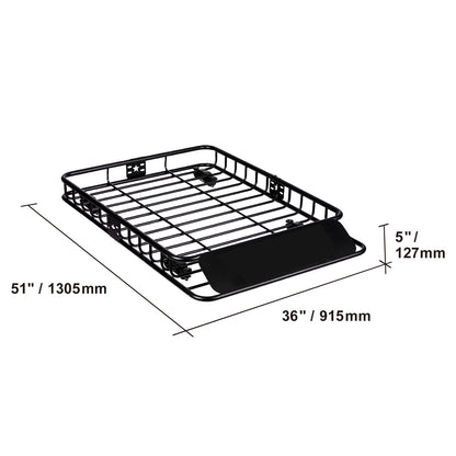 Roof Rack Cargo Basket 200 LBS 51"x36"x5" for SUV Truck with Luggage Bag