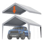 Carport Replacement Canopy Cover 12 x 20 ft, Garage Top Tent Shelter Tarp Heavy-Duty Waterproof & UV Protected, Easy Installation with Ball Bungees,Grey (Only Top Cover, Frame Not Include)