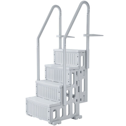 4-Step Grey Robust Pool Ladder of 2 Handrails for 1219.2-1371.6 mm Pools