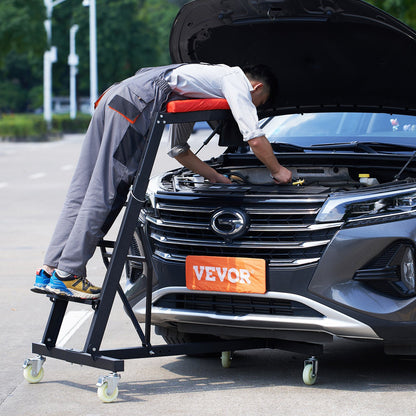 VEVOR Automotive Topside Creeper, with Adjustable Height 49.6" to 75.6", 181.44KGS Capacity High Creeper, 4 Swivel Caster Wheels, Heavy Duty Foldable Creeper for Auto Repair and Maintenance