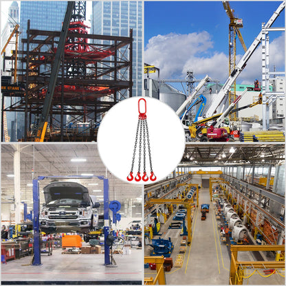 Chain Sling, 8 mm x 1m Lifting Chains with Hooks, G80 Engine Chain Hoist Lifts, 5 Ton Load Capacity Lifting Sling Chains for Engine Hoist, Engine Lift Chain with 4 Leg Grab Hooks Heavy Duty