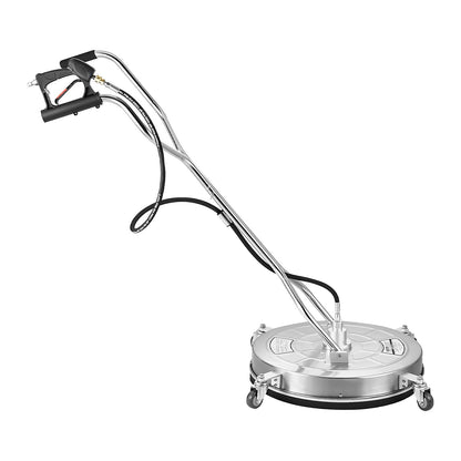 VEVOR 24" Pressure Washer Surface Cleaner, Stainless Steel Pressure Washer Attachments with 4 Wheels, 4000 Max PSI, 3/8 Quick Connector, 2 Spray Nozzles, Dual Handle, for Concrete, Patio, Sidewalk