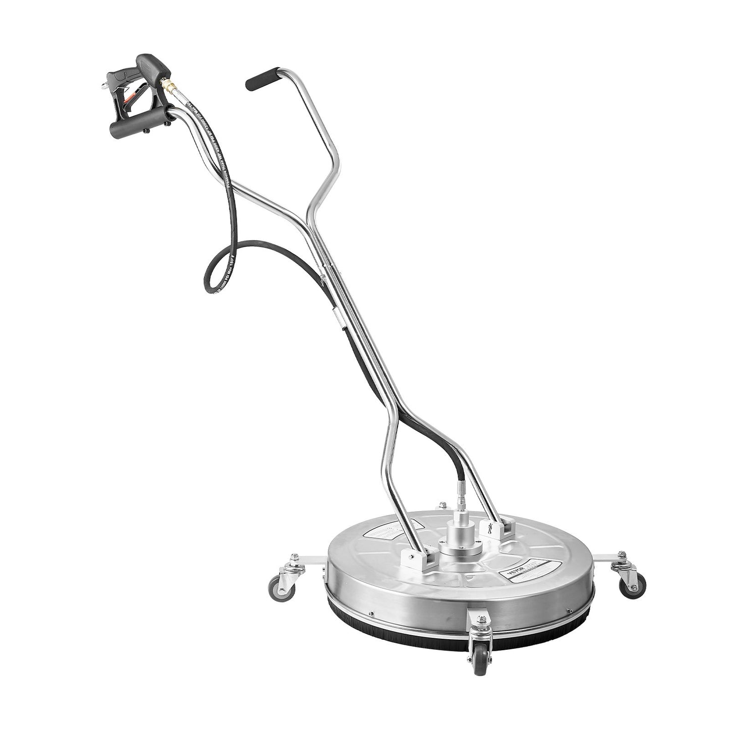 VEVOR 24" Pressure Washer Surface Cleaner, Stainless Steel Pressure Washer Attachments with 4 Wheels, 4000 Max PSI, 3/8 Quick Connector, 2 Spray Nozzles, Dual Handle, for Concrete, Patio, Sidewalk