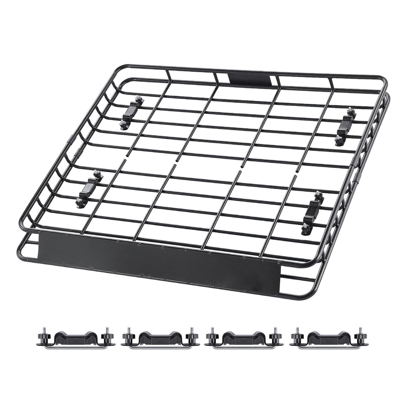 Roof Rack Cargo Carrier, 1095 x 1270 x 105 mm, Universal Rooftop Cargo Basket, Car Top Luggage Holder with 68 kg Max Load Capacity, 4.1 in Fence, Anti-Rust Alloy Steel, Wind Fairing, for SUV Car