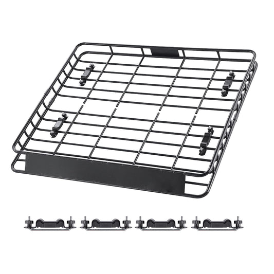 Roof Rack Cargo Carrier, 1095 x 1270 x 105 mm, Universal Rooftop Cargo Basket, Car Top Luggage Holder with 68 kg Max Load Capacity, 4.1 in Fence, Anti-Rust Alloy Steel, Wind Fairing, for SUV Car