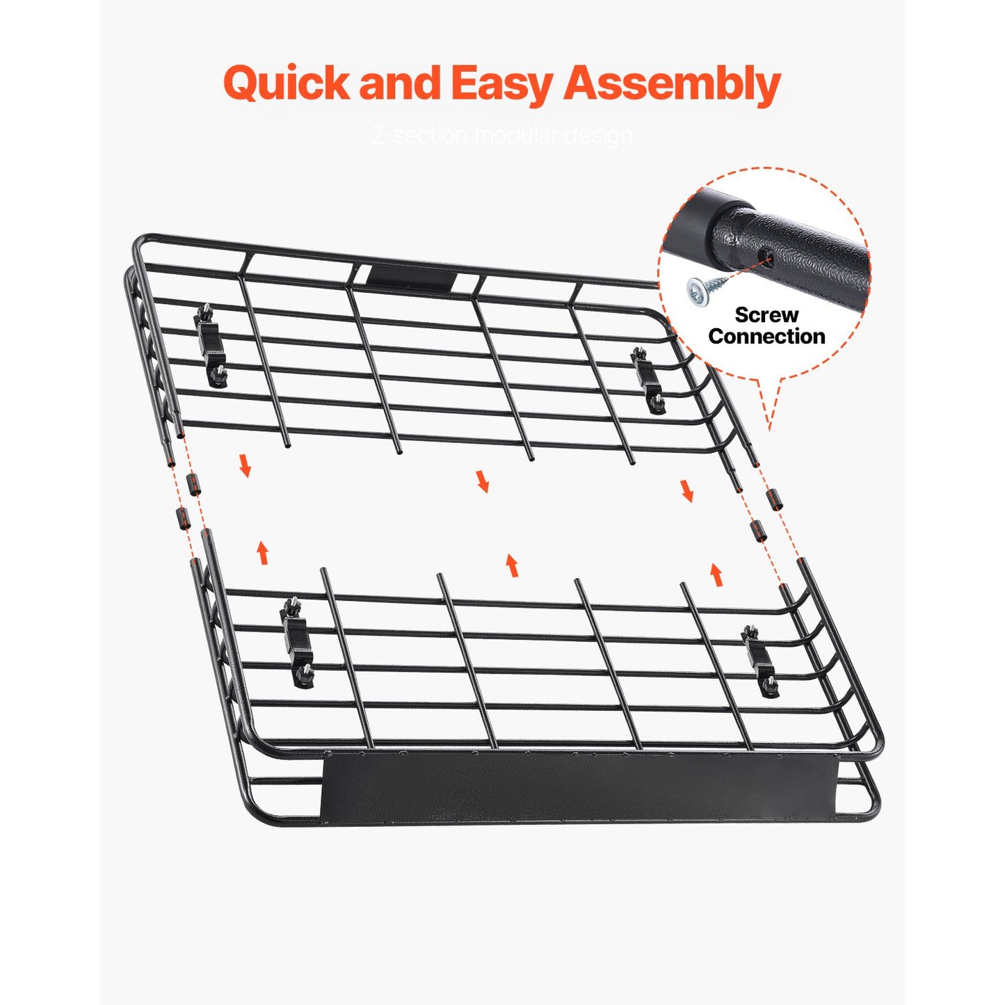 Roof Rack Cargo Carrier, 1095 x 1270 x 105 mm, Universal Rooftop Cargo Basket, Car Top Luggage Holder with 68 kg Max Load Capacity, 4.1 in Fence, Anti-Rust Alloy Steel, Wind Fairing, for SUV Car