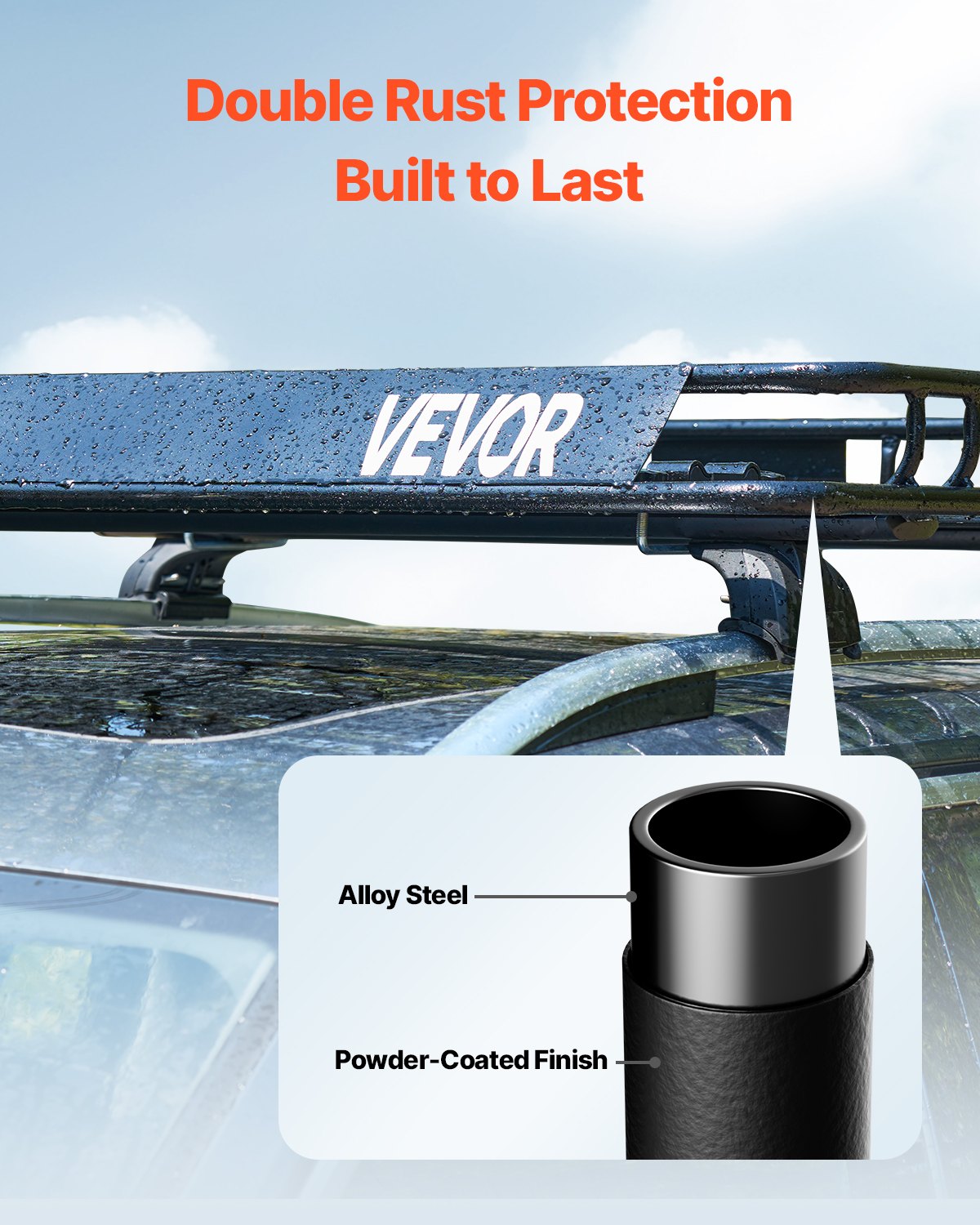 VEVOR Roof Rack Cargo Carrier, 1095 x 1270 x 105 mm, Universal Rooftop Cargo Basket, Car Top Luggage Holder with 68 kg Max Load Capacity, 4.1 in Fence, Anti-Rust Alloy Steel, Wind Fairing, for SUV Car