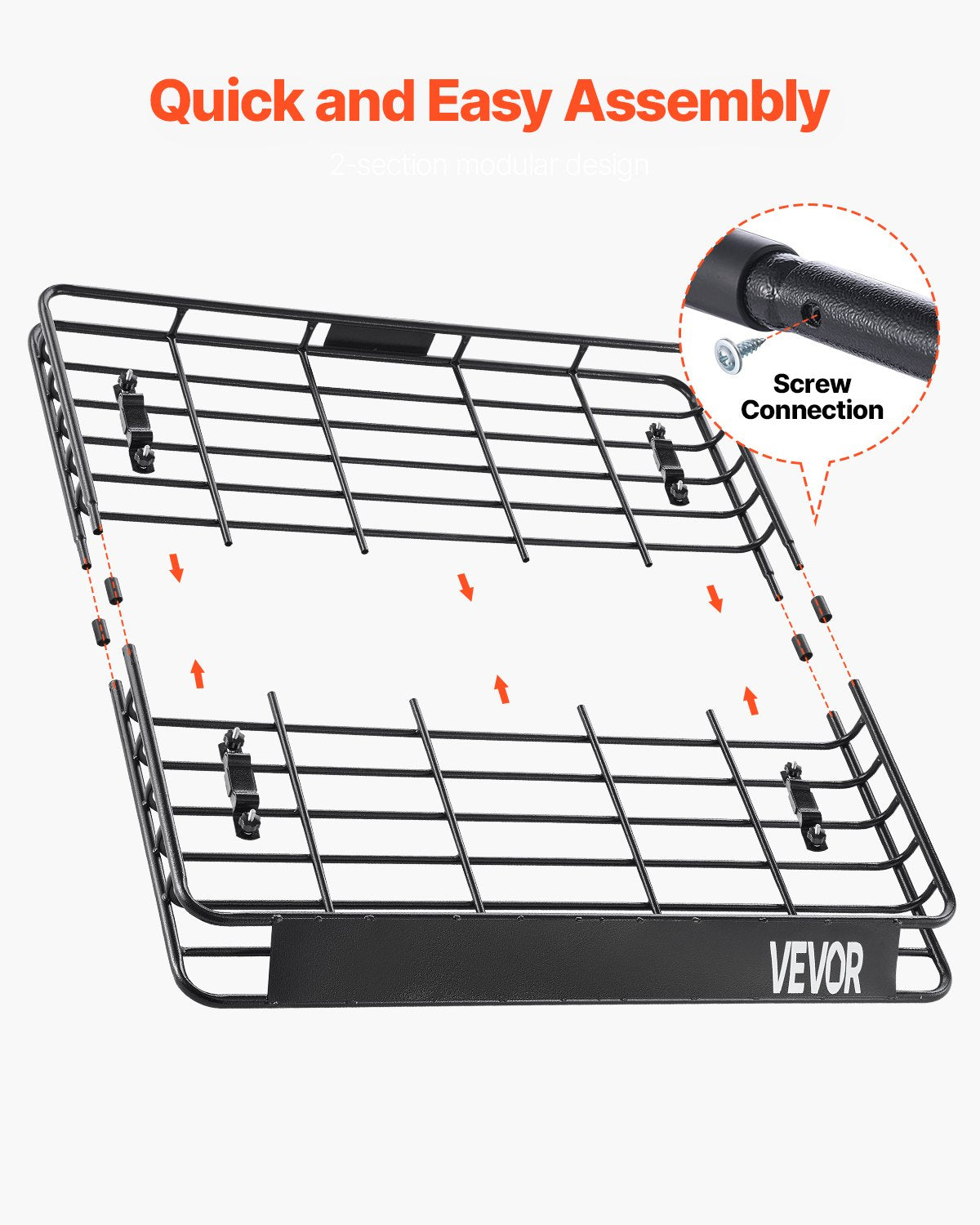 VEVOR Roof Rack Cargo Carrier, 1095 x 1270 x 105 mm, Universal Rooftop Cargo Basket, Car Top Luggage Holder with 68 kg Max Load Capacity, 4.1 in Fence, Anti-Rust Alloy Steel, Wind Fairing, for SUV Car