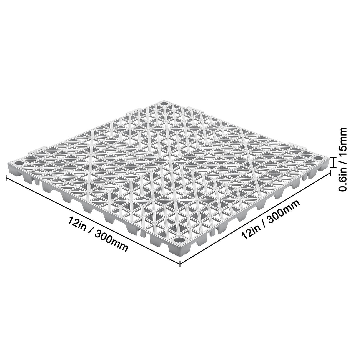 Modular Interlocking Cushion, 12 Pack 30 x 30 cm Splicing Drainage Mats, Soft PVC Interlocking Drainage Floor Tiles, Non-Slip Drainage Holes for Restroom, Bathroom, Kitchen, Pool, Wet Area, Gray