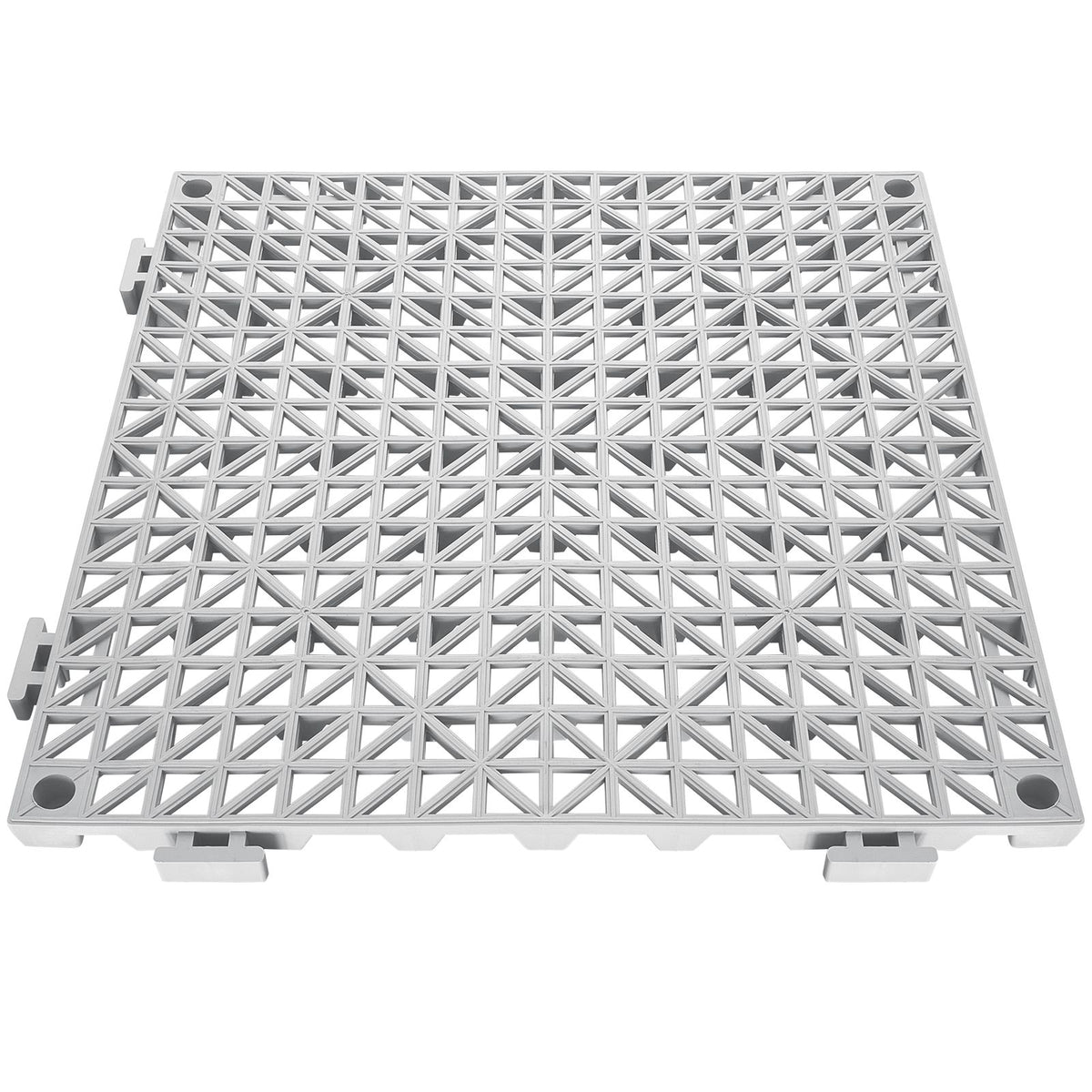 Modular Interlocking Cushion, 12 Pack 30 x 30 cm Splicing Drainage Mats, Soft PVC Interlocking Drainage Floor Tiles, Non-Slip Drainage Holes for Restroom, Bathroom, Kitchen, Pool, Wet Area, Gray