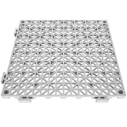 Modular Interlocking Cushion, 12 Pack 30 x 30 cm Splicing Drainage Mats, Soft PVC Interlocking Drainage Floor Tiles, Non-Slip Drainage Holes for Restroom, Bathroom, Kitchen, Pool, Wet Area, Gray