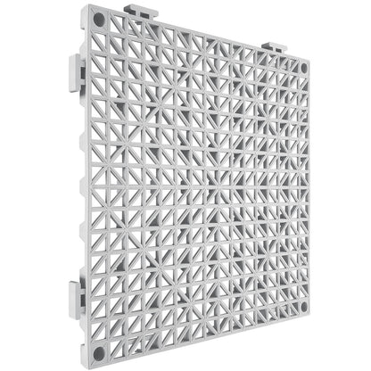 Modular Interlocking Cushion, 12 Pack 30 x 30 cm Splicing Drainage Mats, Soft PVC Interlocking Drainage Floor Tiles, Non-Slip Drainage Holes for Restroom, Bathroom, Kitchen, Pool, Wet Area, Gray